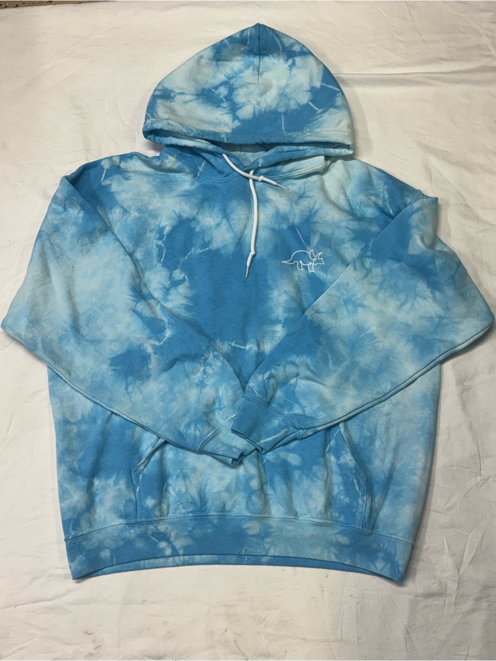 Blue Tie-Dye Hooded Pullover Sweatshirt